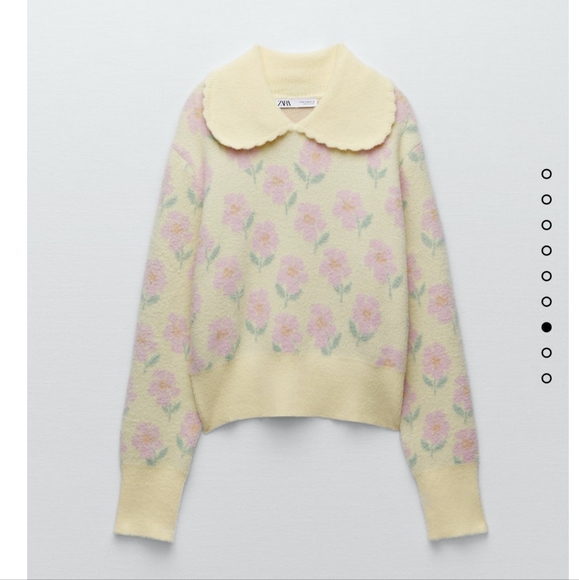 ZARA PRINTED COLLARED SWEATER YELLOW Pink - Picture 2 of 6
